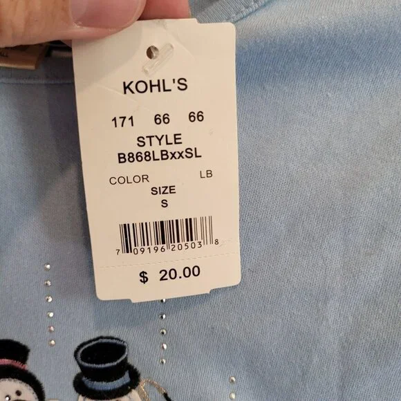 Vintage Frosty Snowman Shirt Womens S Blue M&C Sportswear Christmas Top NWT - Picture 6 of 9